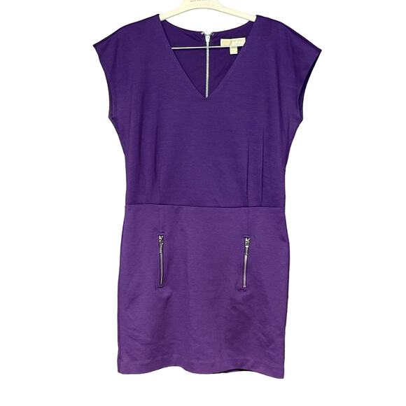 MICHAEL Michael Kors purple minidress back zipper back detail pockets size 10 - Picture 1 of 5